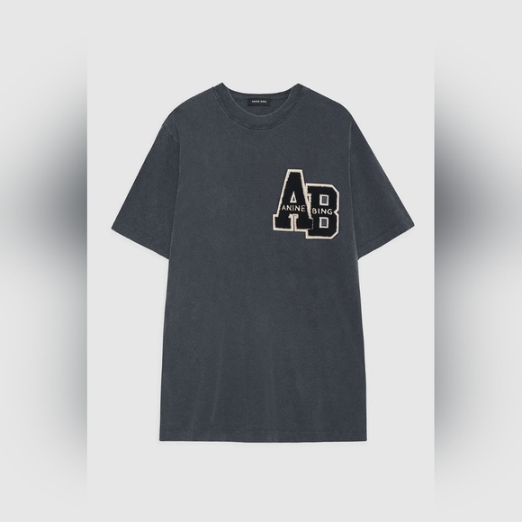 Anine Bing - Beth Mini Dress Letterman in Washed Black Size Small (oversized) - Picture 3 of 9